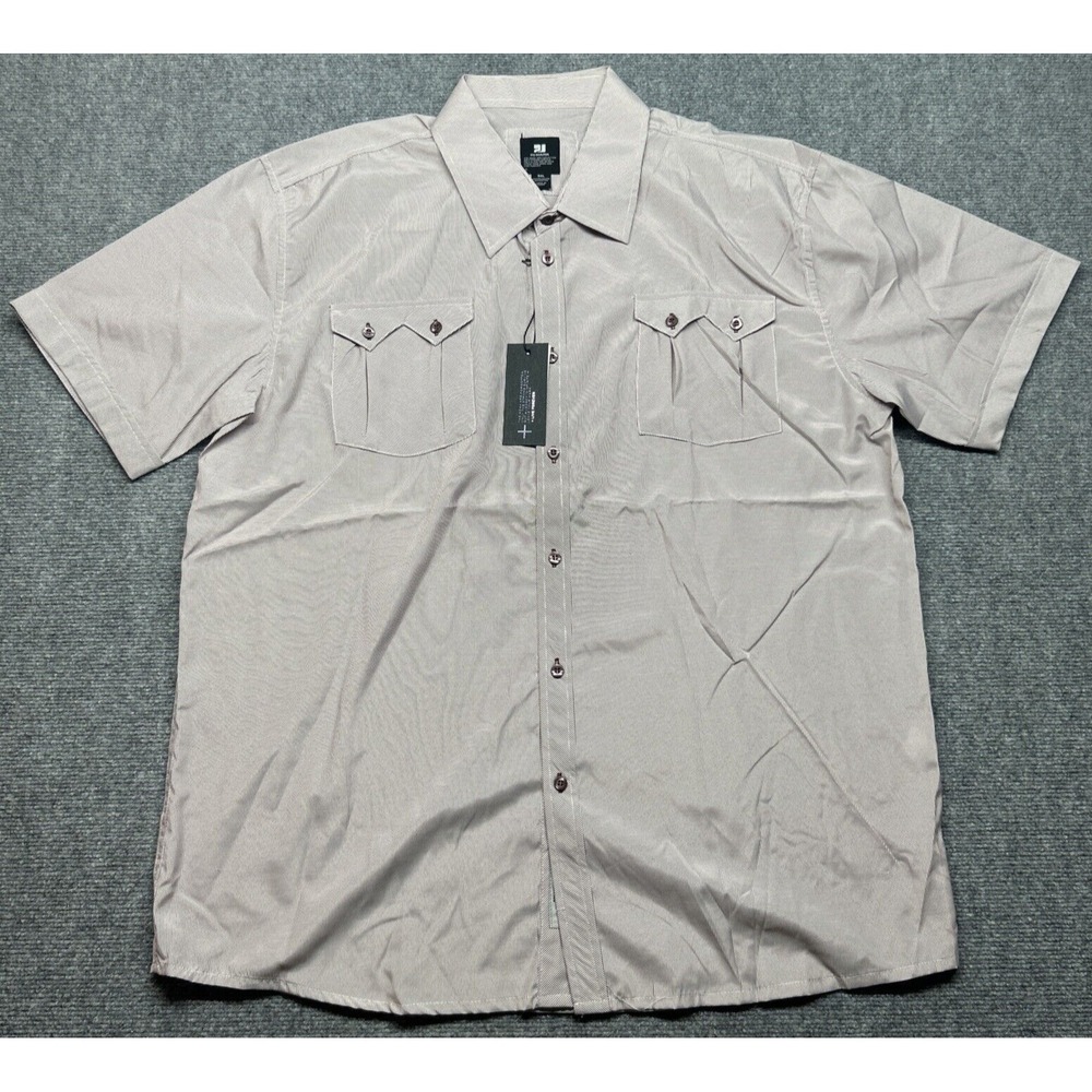 Vintage PJ Mark Shirt Mens 3XL Burgundy Striped Short Sleeve Button Up Y2K New